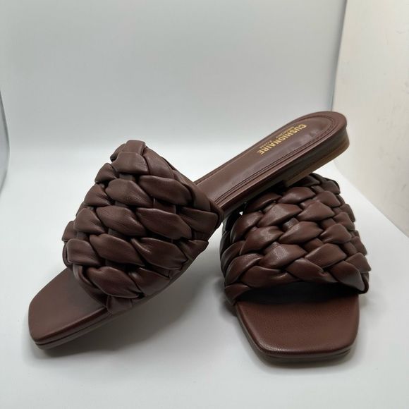 CUSHIONAIRE Women's woven slide sandal +Memory Foam 8 BROWN - Picture 7 of 7